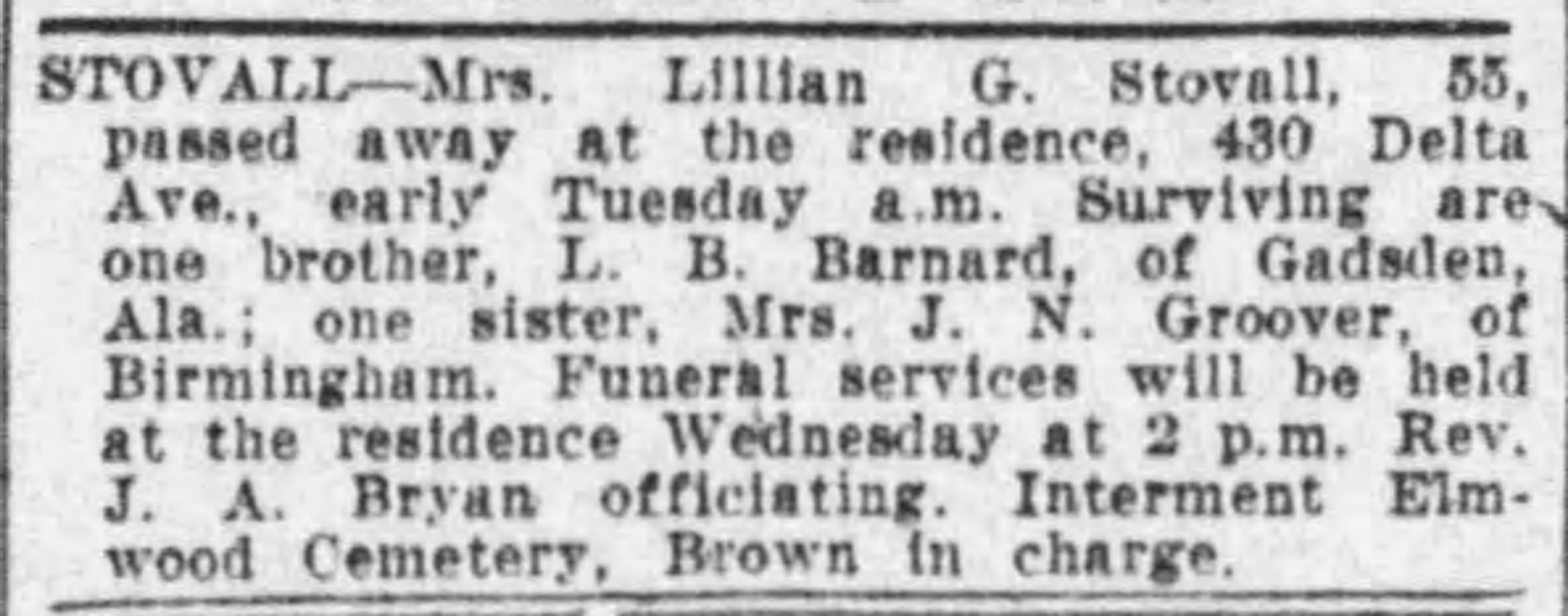 Lillian Stovall obituary